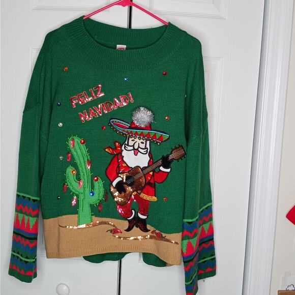 Holiday Time Feliz Navidad Ugly Christmas Sweater NWOT Sz XL - Picture 2 of 12